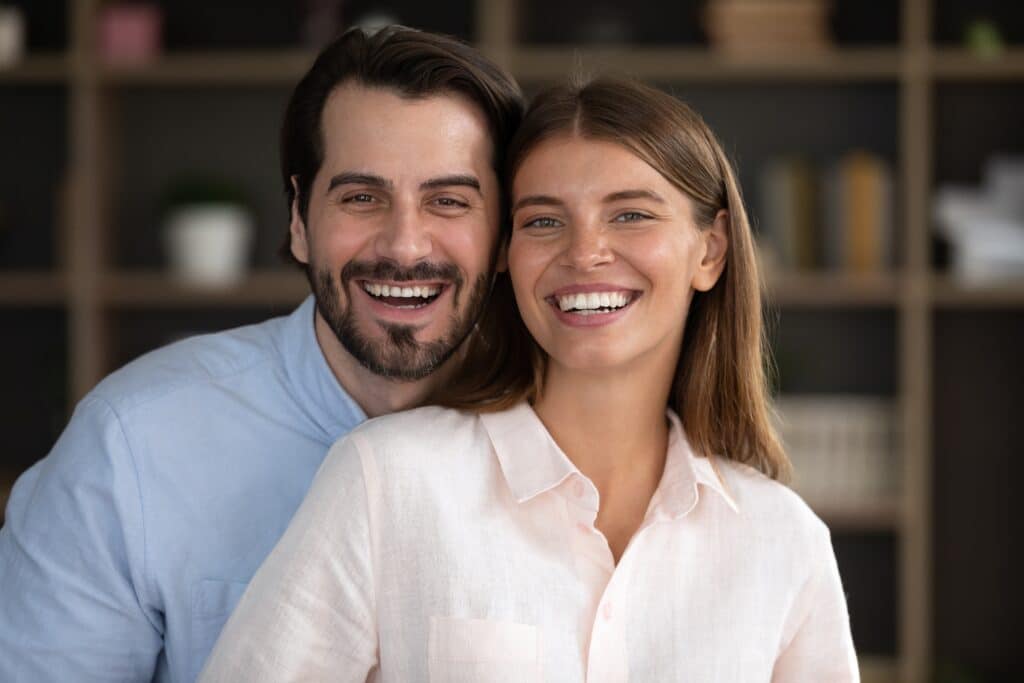 Happy,Cheerful,Millennial,Couple,Home,Head,Shot,Portrait.,Young,Husband