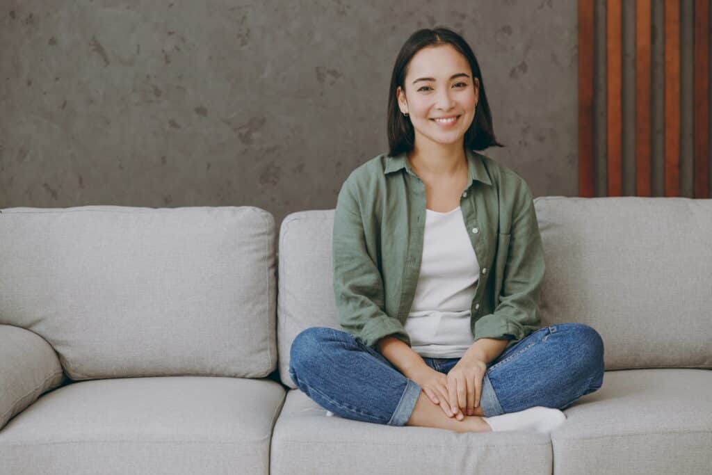 Full,Body,Young,Fun,Happy,Woman,Of,Asian,Ethnicity,Wears